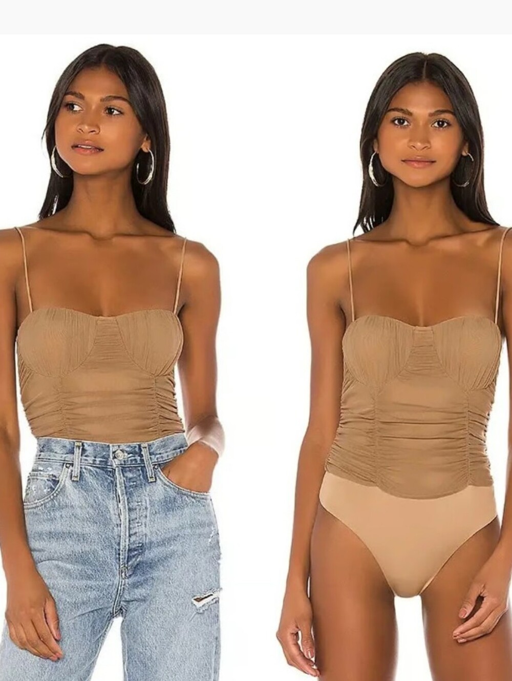 Lovers + Friends Albany Bodysuit in Taupe and Cream XS